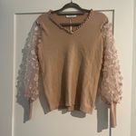Sioni New With Tags Light Pink Blush Embellished Sleeve Sweater With Ruffle Size Medium Photo 0