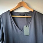 All Saints Kay Charcoal V-Neck Split Short Sleeve Tie Tee Size XS NWT Basic Photo 3