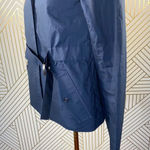 Theory  Olia Hooded Belted Jacket‎ in Navy Blue Photo 5