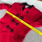 Vintage International Scene Red Wool Blazer Jacket Black Velvet Collar Cording S Photo 9