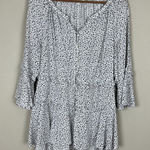 BeachLunchLounge Beach Lunch Lounge Tunic Top Womens Medium White Black Floral Tiered Ruffle M Photo 0