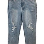 No Bo New Light Wash Super Hi Rise Relaxed Fit 90s Distressed Denim Blue Jeans Photo 0