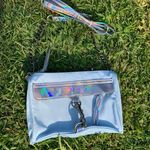 Light blue canvas holographic shoulder bag Photo 0