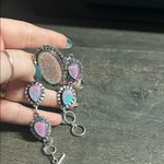 Sterling Silver Triple Opal 5 stone toggle bracelet Pink Photo 1