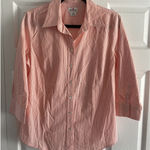 J.Crew  Womens Large Haberdashery Orange Pinstripe Button‎ Down Career Top Photo 0