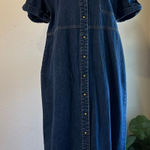 White Stag Vintage 90s Cotton Denim Pearl Snap Button Down Short Sleeve Dres Size 12/14 Photo 0