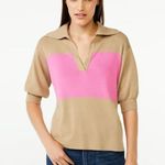 Free Assembly Women's Rugby Polo Sweater size Large Pink Photo 0