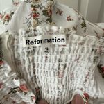 Reformation  Lacey Dress Sz 12 White Floral Tie Back Smocked Spring Easter Bridal Photo 10