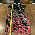 VONE Black Pink lace brocade Shortsleeve embroidered Floral Arlan Midi Dress 10 Photo 8