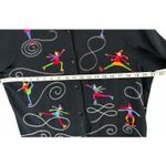 Vintage Michael Simon Lite Cardigan M Black Embroidered Novelty Knit Ice Skaters Size M Photo 6