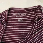 American Eagle  Soft & Sexy Burgundy Striped Pocket Casual T Shirt Women's Small Photo 2