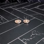 Vintage Stud Earrings Black & White Scale Pattern With Gold Tone Halo Photo 4