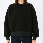 Everlane The ReNew Fleece Oversized Crew Black size XS NWT Photo 0