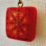Orange square clay drop earrings Photo 2