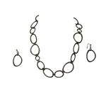 Vintage Finished Textured Oval Linked Necklace And Earrings‎ Set OS Silver Photo 1