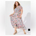 Torrid ‎ Maxi Stretch Challis Pintuck Tiered Dress Blue Pink Floral Size 2 2X Photo 1