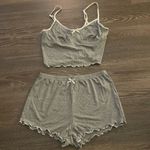 Boutique New  Women's grey Bow Knot Ruffle Trim Sleepwear Set. Size Medium Photo 0
