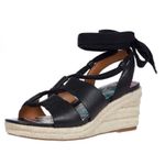 Patricia Nash  Riva Wedge Espadrille Black Lace Up Ankle Wrap Sandals Women’s 10 Photo 0