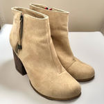 ZARA Women’s Trafaluc Tan Suede Heeled Boots Sz US 8.5 EU 39 Photo 0