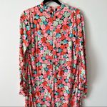 Vintage 1960’s retro floral print maxi dress mock neck long sleeve Size L Photo 2