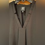 Bobeau Stretch Crepe Pleat Front Curved Hem Black Shirt Dress Size Medium Photo 4