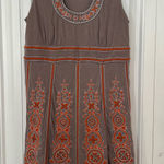 INC International Concepts Tan And Orange Embroidered/Beaded Dress Size Medium Photo 0