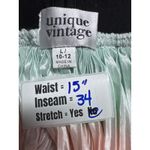 Unique Vintage Pleated Midi Skirt Pastel Striped Stretch Waist L Photo 1