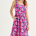 Draper James  Pink and Blue Floral MIDI Dress size Medium Photo 10