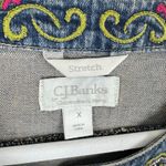 CJ Banks Stretch Cotton Embroidered 3/4 Sleeve Snap Up Jean Jacket Size X 14W Blue Photo 5