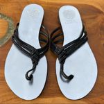 Vince Camuto Womens Black Suede Metallic Mirror Thong Heeled Dress Sandal Size 6 Photo 1