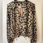 BUDDY LOVE Bridgerton Long Sleeve Blouse in Oreo Cheetah Pattern Size Small Photo 7