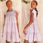 LULUS PERFECT PICNIC Gingham Tiered dress Purple Photo 0
