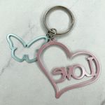Pastel Pink and Blue Heart Love Butterfly Cut Out Keychain Keyring Photo 5