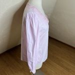 J.Crew Top Womens Small Pink V Neck Eyelet Trim Cotton Long Sleeve Preppy Photo 3
