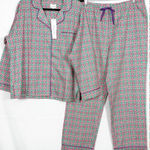 BedHead PJ’s Pajamas Two (2) Piece Set Long Sleeve Top Bottoms Cotton Printed Green Size 1X Photo 0