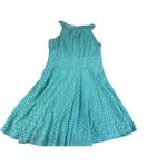 Dress Barn  Aqua Blue Eyelet Sleeveless Fit & Flare Dress - Size 14 Photo 1