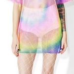 Dolls Kill Rainbow Tie Dyed Mesh Tee Photo 0