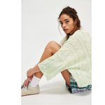 Free People  Washed Ashore Cable Knit Sweater in Candy Mint Combo XS NWT Photo 6