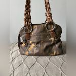 VTG B. Makowsky Caroline Bag Camouflage Bronze Leather Braided Double Handles Brown Photo 4