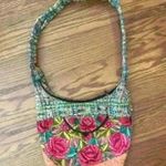 Tapestry Floral Embroidered Boho Ethnic Plaid Hobo Purse Slouchy Shoulder Bag Red Photo 1