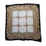 Echo White Black Gold 100% Silk 35” X 35” Square Scarf Ornate Baroque Luxury Photo 0