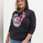 Torrid Skull Black Mineral Wash Lace-Up Fleece Hoodie Size 00 Photo 0