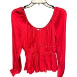 Nine West Sweetheart Peplum Long Sleeve Red Blouse Size Medium Photo 0