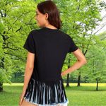 Tresics Black Fringe tunic style T-Shirt Photo 4