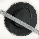 None Black Leather Hat Silver Laced Edge Outback Southwestern Photo 8