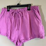 Free People ✨  Mirella Drawstring Shorts Linen Blend Pink Purple Small Photo 3