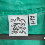 Parsley & Sage Sea Green Embroidered Tank 3/4 Sleeve Open Blouse Set Size 2X Photo 4