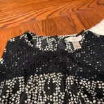 Loft ⭐️ Black & White Floral Crocheted Crewneck Top Photo 1