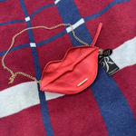 Rampage  metallic red lips shoulder bag wristlet duo with a gold chain shoulder Photo 1