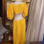 Farm Rio Yellow knotted puff sleeve dress Large Photo 9